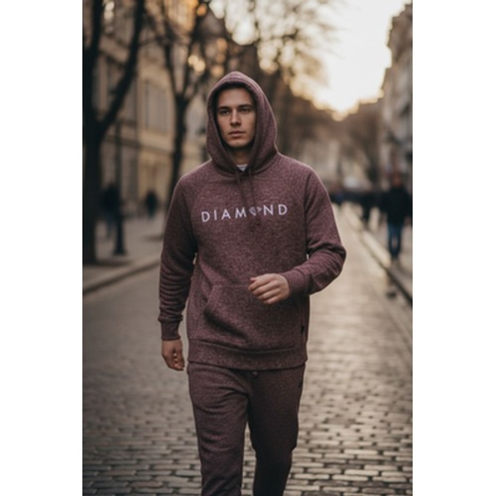 Diamond Supply Co Hoodie Mens Small Maroon Heather Pullover Logo Streetwear